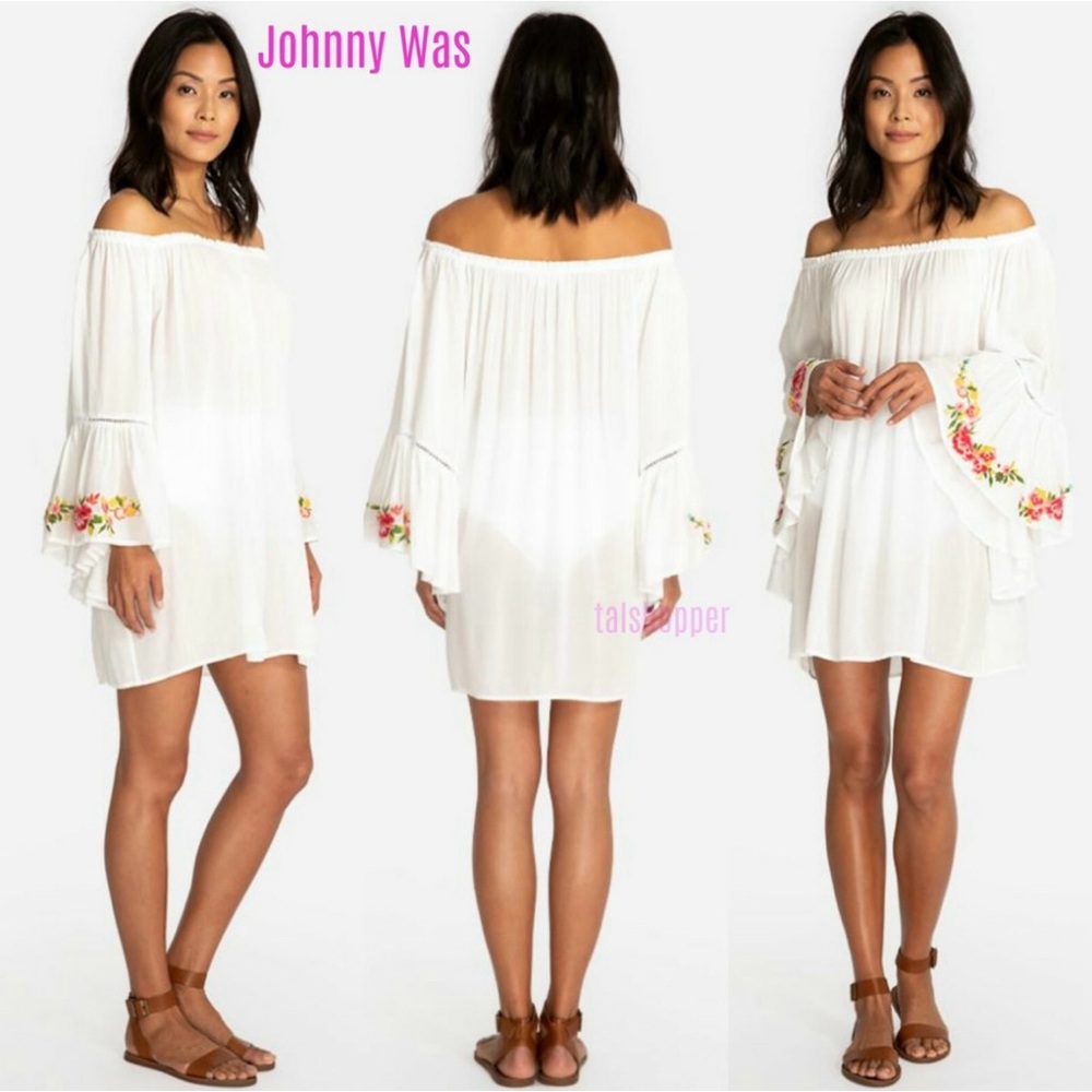 JOHNNY WAS Casey Embroidered Artsy Boho Flowy Tunic Top Dress size Medium